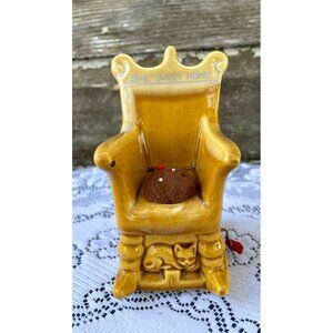 Vintage 1950s Ceramic Rocking Chair/Cat Pin Cushion Tape Measure